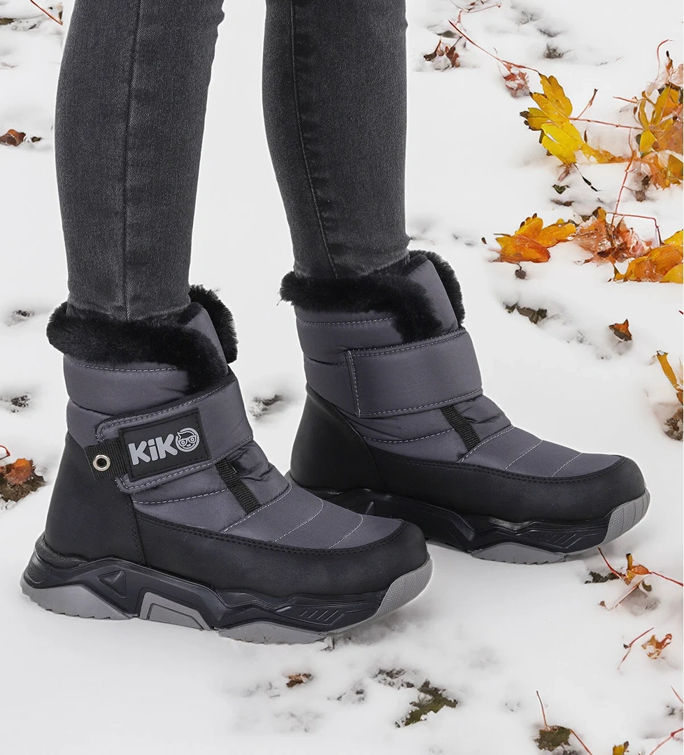 Magic Cırtlı Kız Çocuk Kar Botu Füme - Siyah