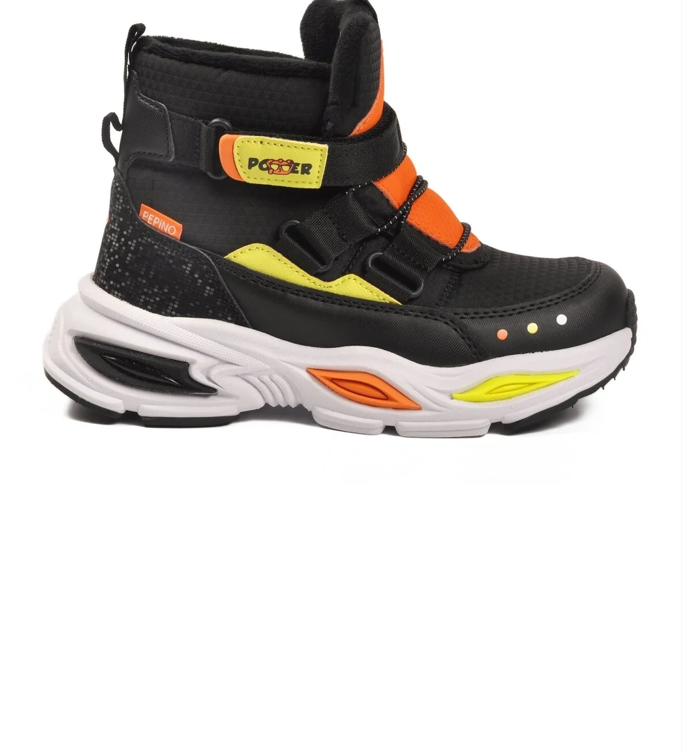 Pepino Siyah Pudra Cırtlı İçi Polarlı Erkek Kız Çocuk Sneaker Bot model görseli