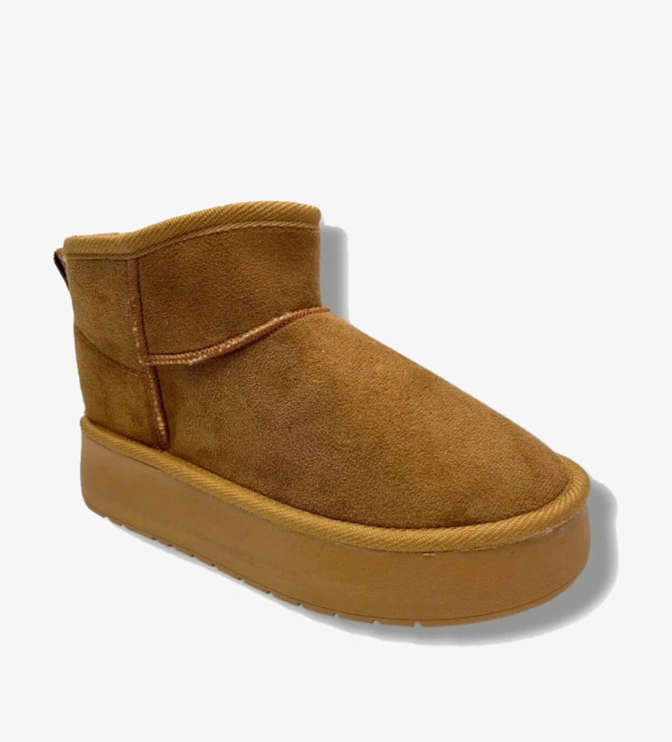 034-26 Anatomik Süet Deri Kürklü Kalın Taban Kadın Bot 36-40 - Görsel 1