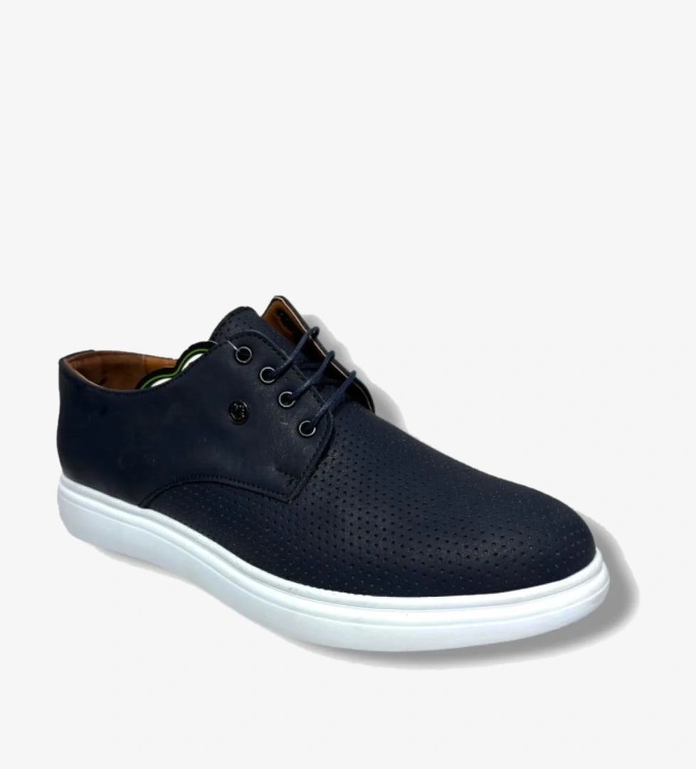 Rasgo 5150-26 Baskı Deri Bağcıklı Erkek Ayakkabı Lacivert Beyaz model görseli