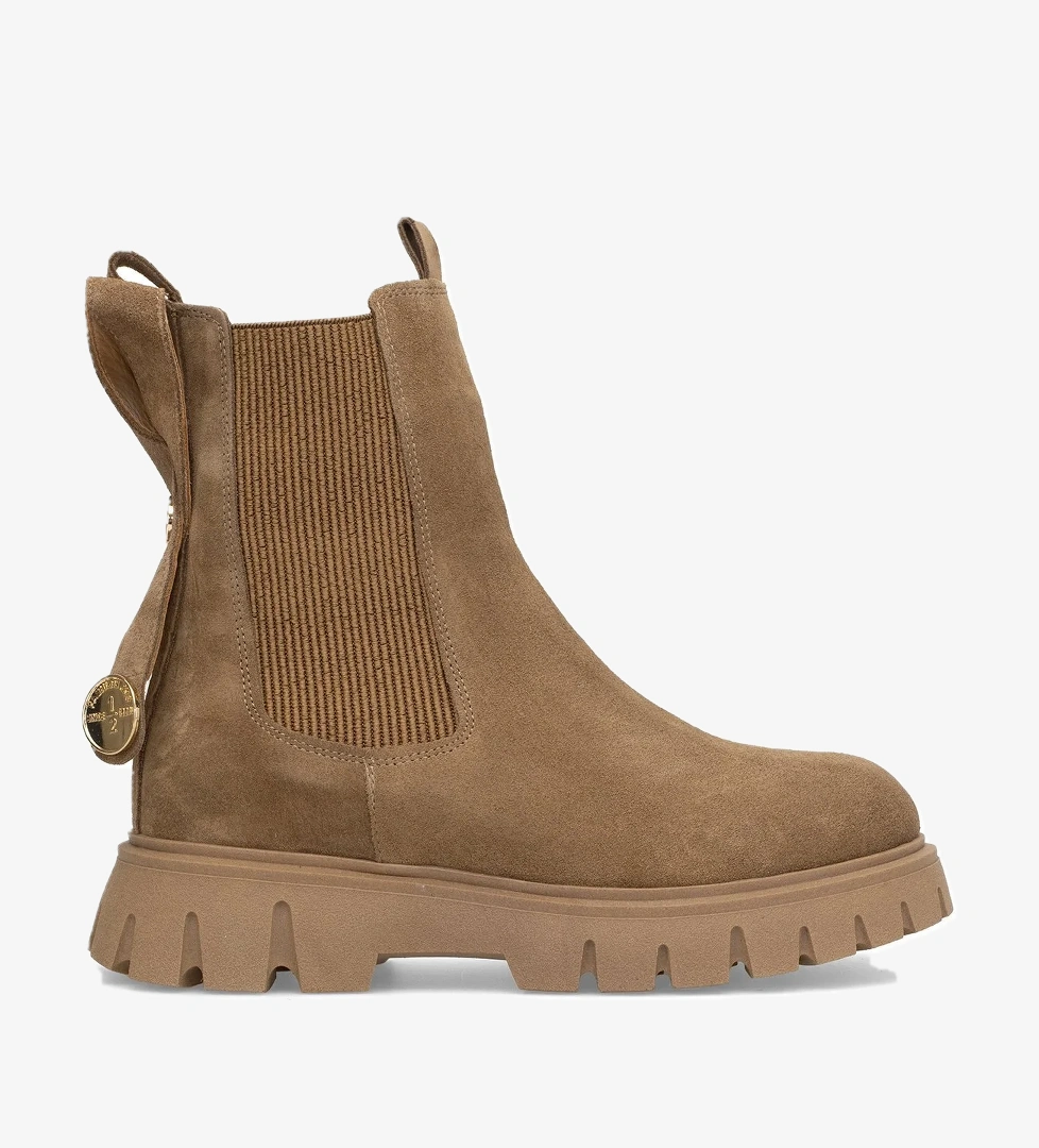 Elit Thalvora Kadın Hakiki Süet Deri Chelsea Bot Camel - Görsel 1