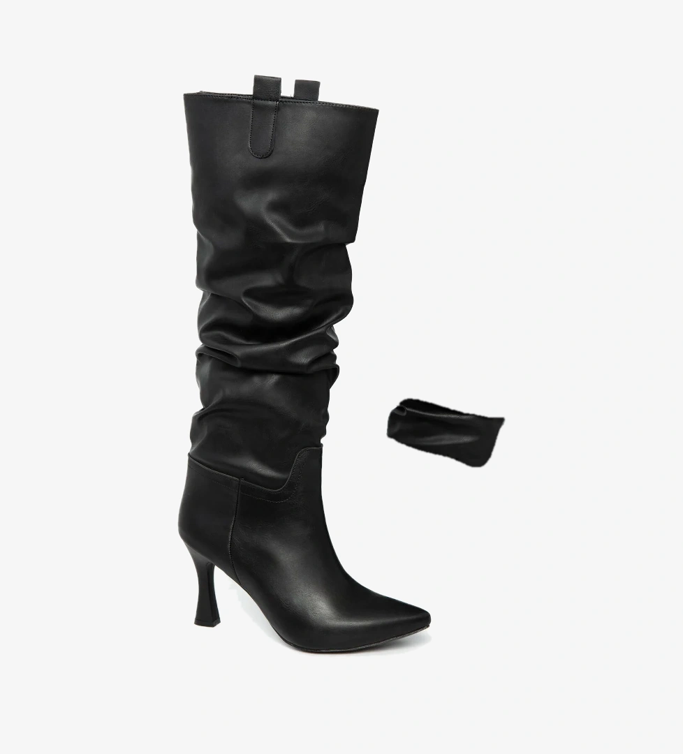 Bilek Büzgülü İnce Topuklu Kadın Çizme 5038511-z - Görsel 1