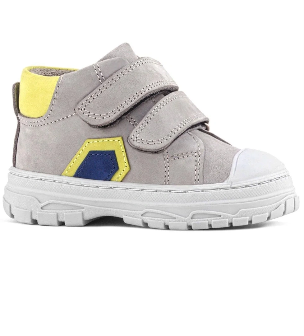 Rakerplus Tails Hakiki Deri Gri Sarı Cırtlı Çocuk Spor Bot model görseli