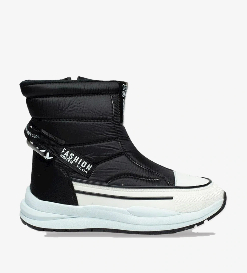 İçi Kürklü Kaydırmaz Taban Kadın Kar Botu SİYAH