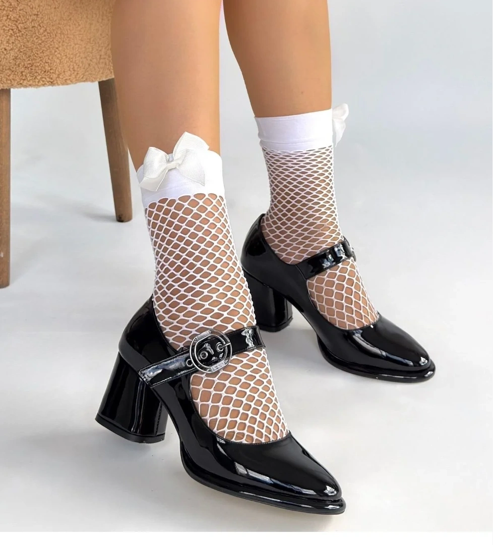 Siyah Rugan Kadın Topuklu Ayakkabı