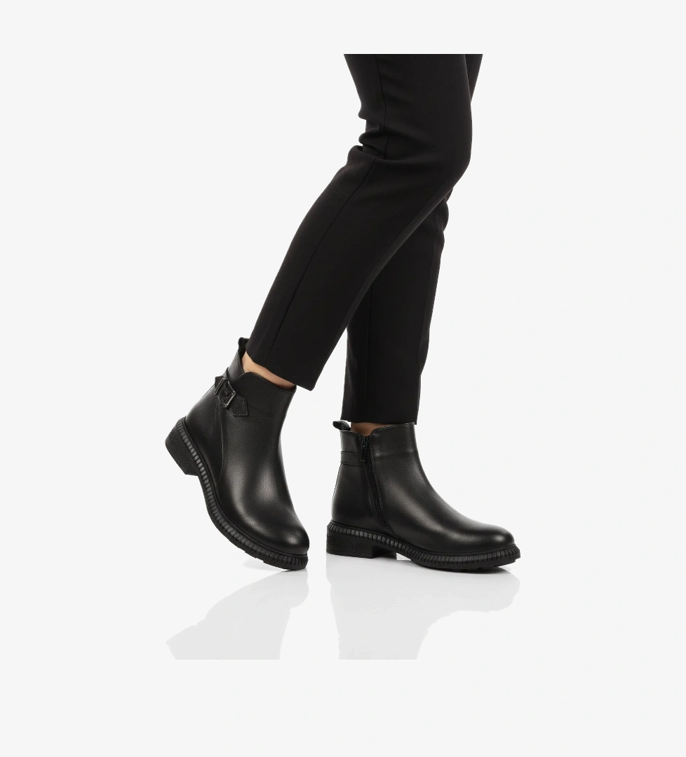 Aspor Siyah Hakiki Deri İçi Polarlı Kadın Topuklu Bot