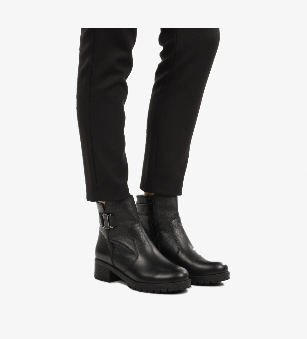 Aspor Siyah Hakiki Deri İçi Polarlı Kadın Topuklu Bot - Görsel 1