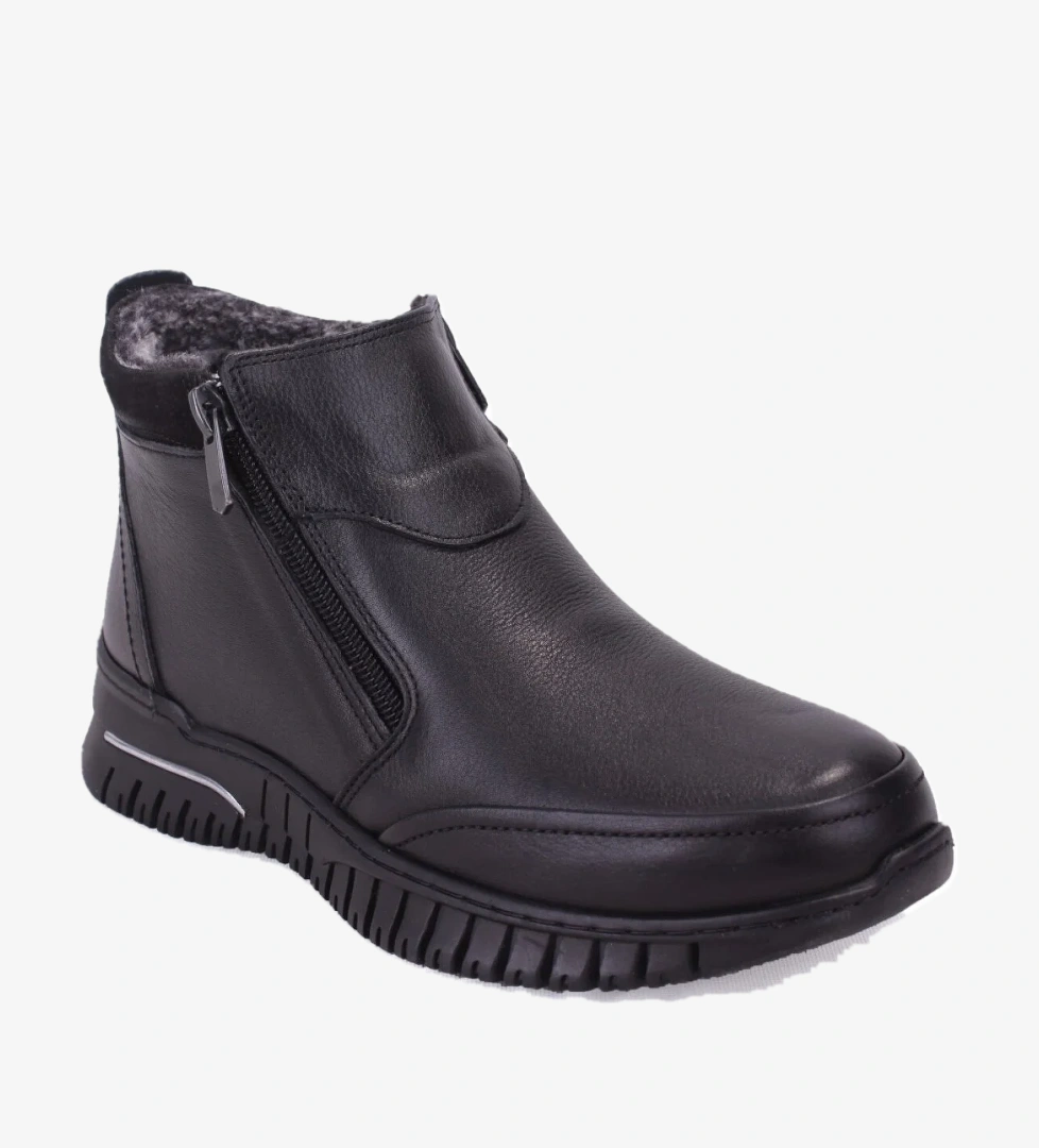 Dagoster DZA07-122042650 Siyah Günlük Düz Taban Fermuarlı Deri Kadın Bot model görseli