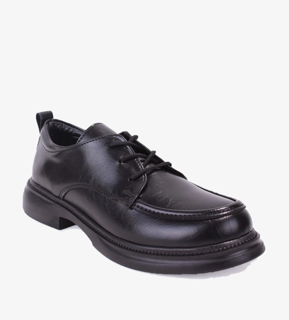DZA07-8892550 Siyah Günlük Bağcıklı Loafer Kadın Ayakkabı - Görsel 1