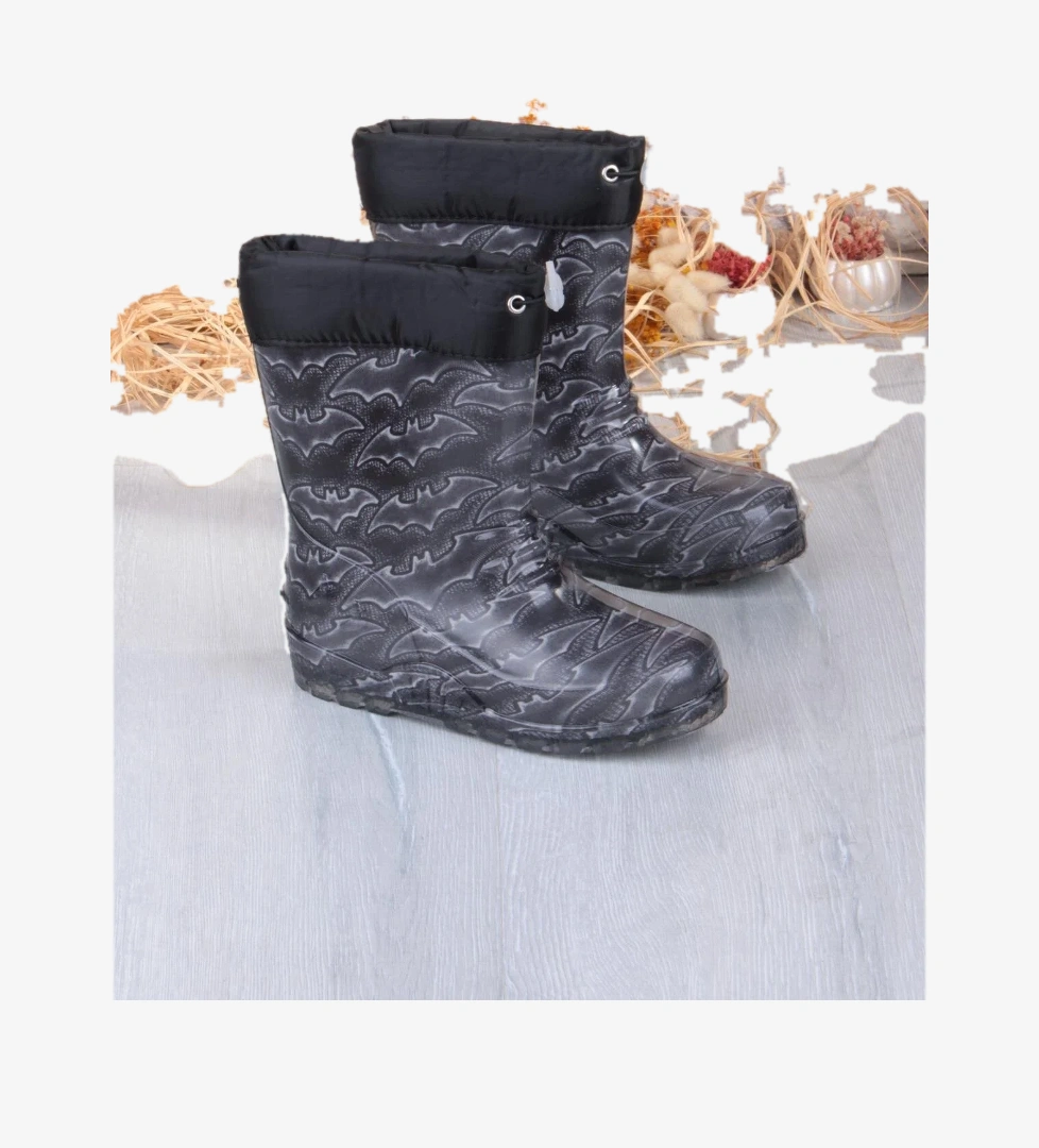 7061 Yarasa Figürlü İçi Peluşlu Su Geçirmez Erkek Çocuk Kar Yağmur Çizmesi - Görsel 1