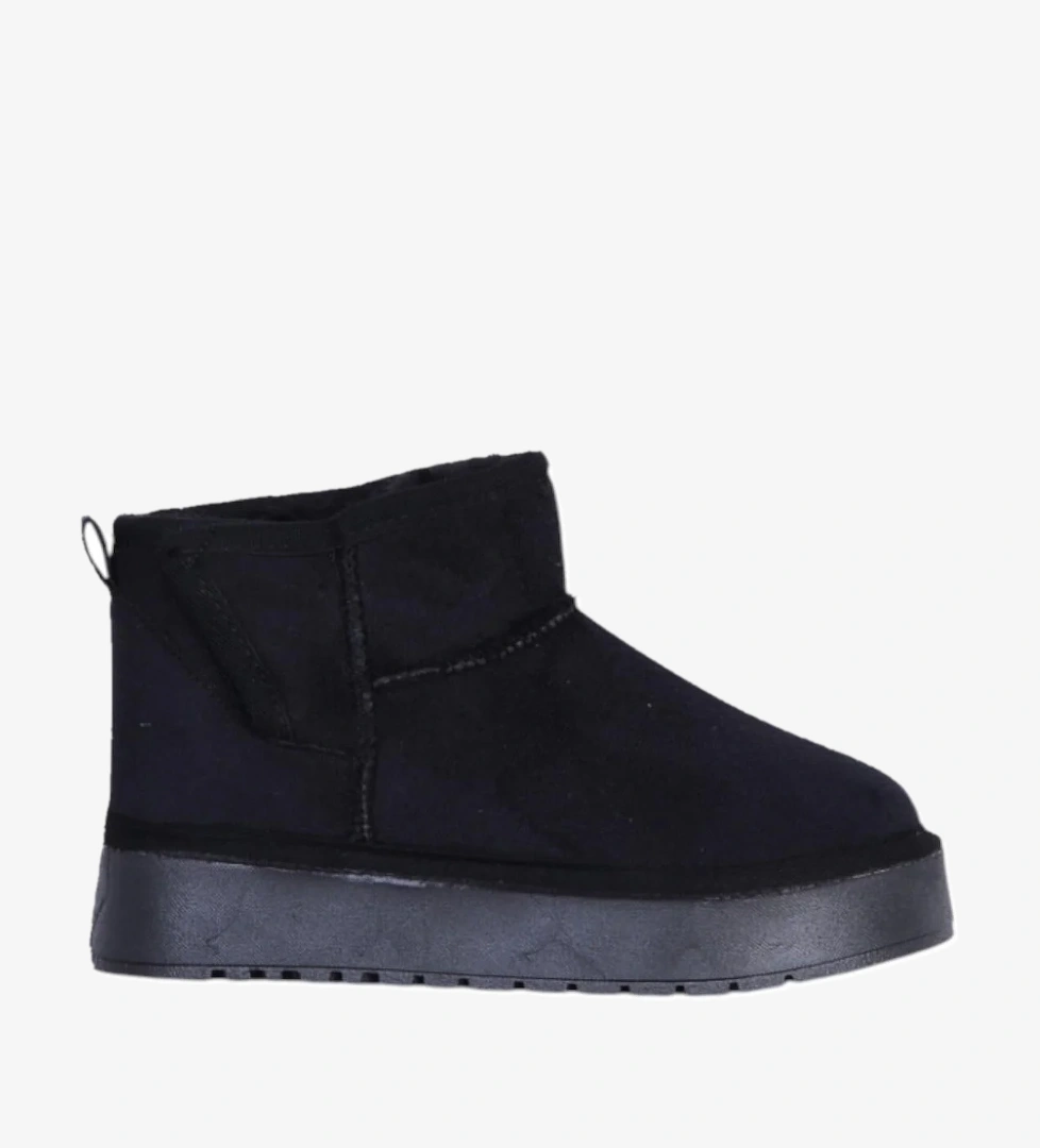 Skuaıter Garf Siyah Kız Çocuk İçi Kürklü Düz Bot - Görsel 1