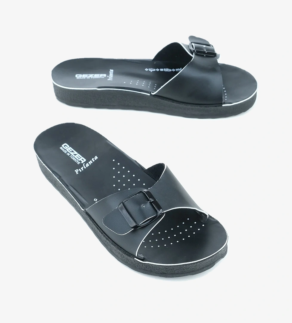 Yazlık Tek Toka Renkli Şerit Kadın Terlik - Görsel 1