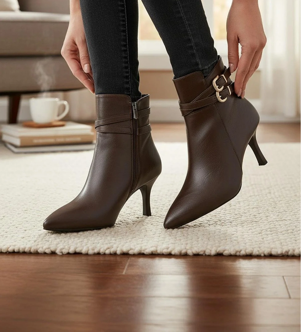 Ispartalılar 569F Günlük Fermuarlı Kadın Topuklu Bot Ayakkabı İnce Topuk Klasik Topuklu Kadın Bot model görseli