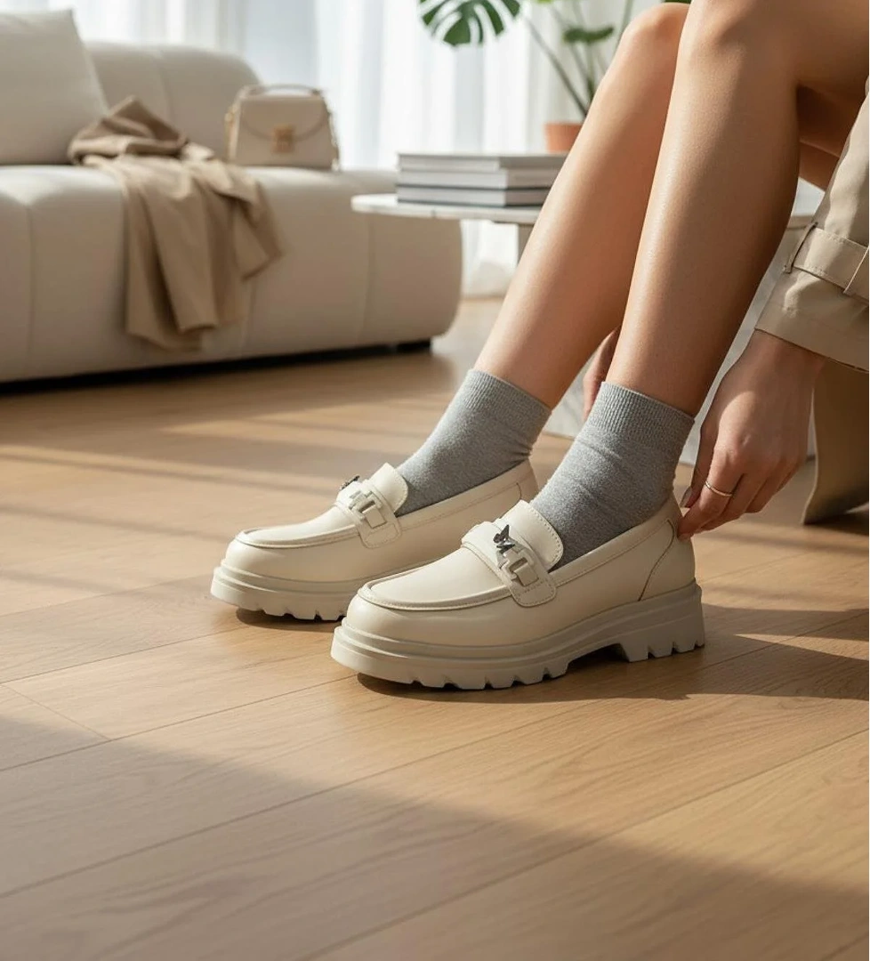 812-L Rahat Taban Günlük Siyah Kadın Laofer Ayakkabı Casual Kadın Ayakkabı Rugan - Görsel 1