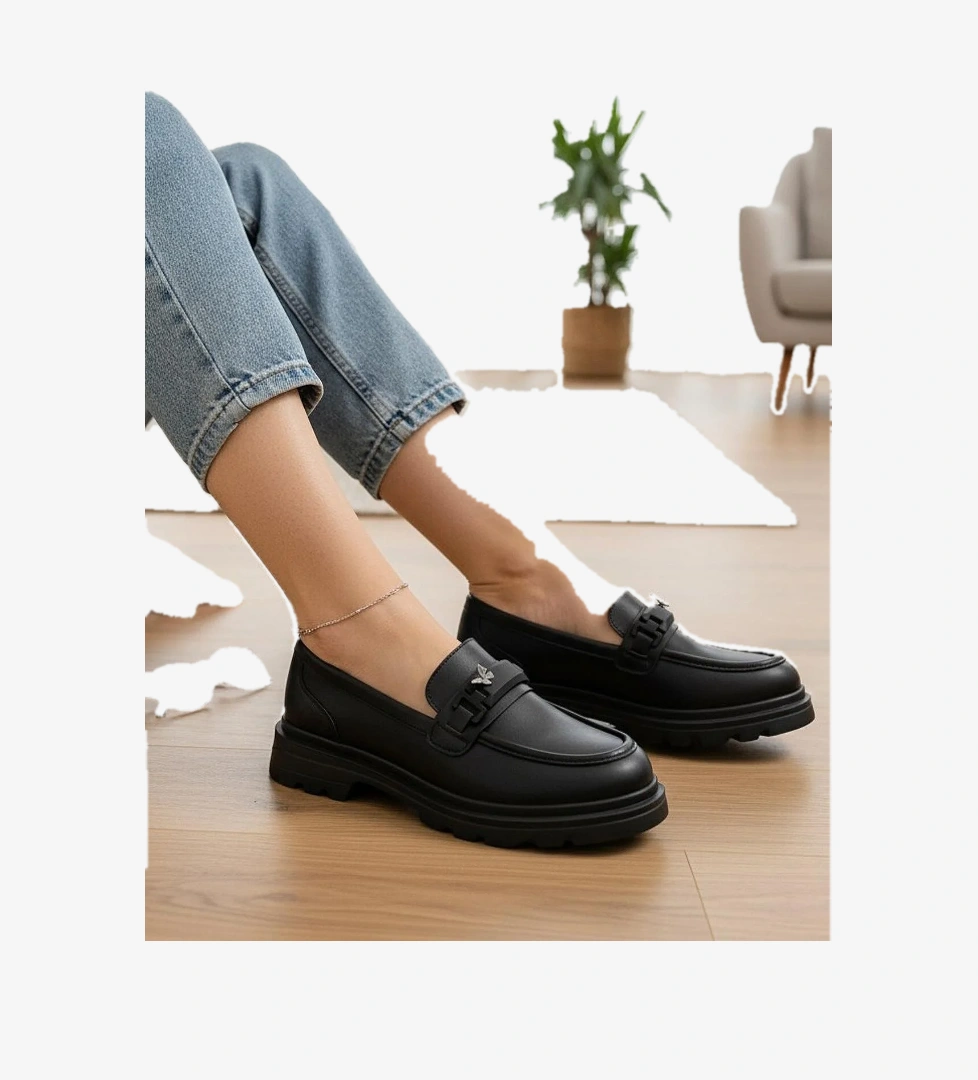 812-L Rahat Taban Günlük Siyah Kadın Laofer Ayakkabı Casual Kadın Ayakkabı Rugan