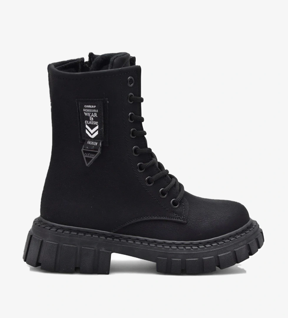 2396 Ortopedik Bağcıklı Fermuarlı Kız Çocuk Bot Ayakkabı İçi Yünlü Kız Çocuk Botu - Görsel 1