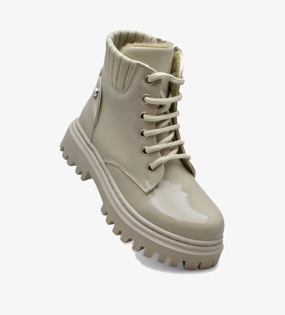 236 Ortopedik Bağcıklı Fermuarlı Kız Çocuk Bot Ayakkabı İçi Yünlü Kız Çocuk Botu