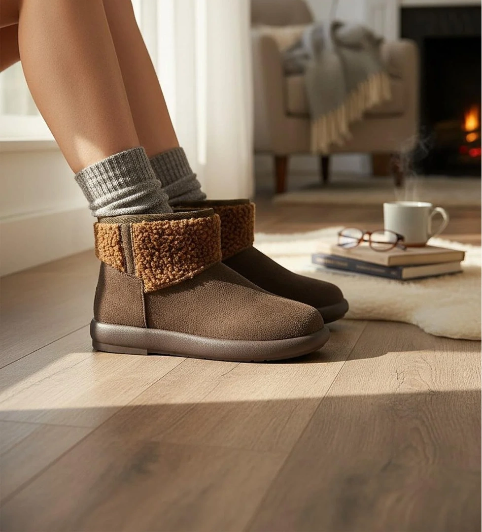 616 Günlük Kadın Bot Süet İçi Kürklü Yüksek Kalın Taban Kışlık Bot