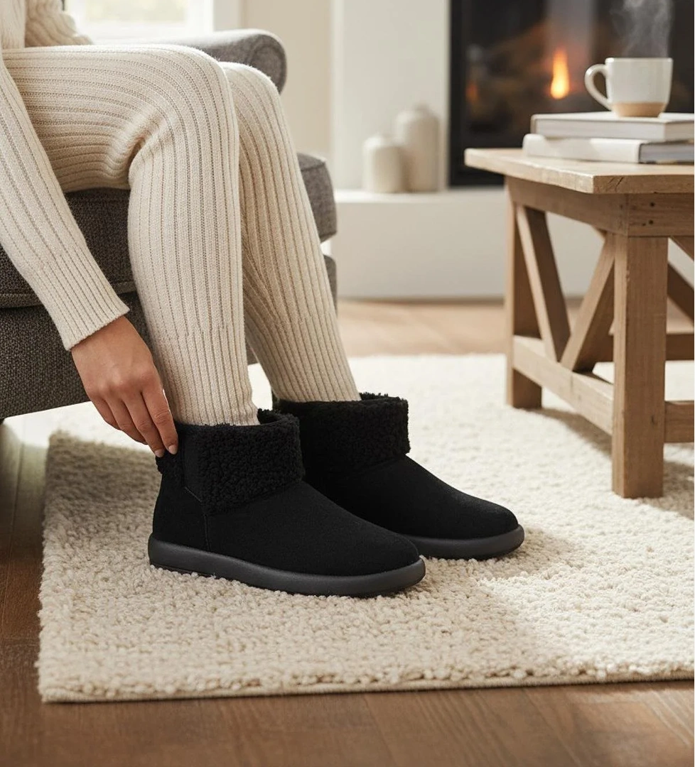 616 Günlük Kadın Bot Süet İçi Kürklü Yüksek Kalın Taban Kışlık Bot - Görsel 1