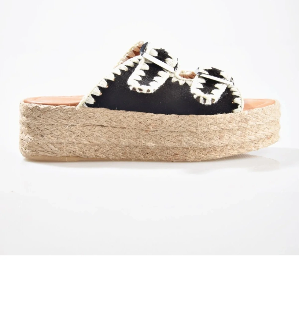 8090 Kadın Deri Dolgu Topuk Terlik