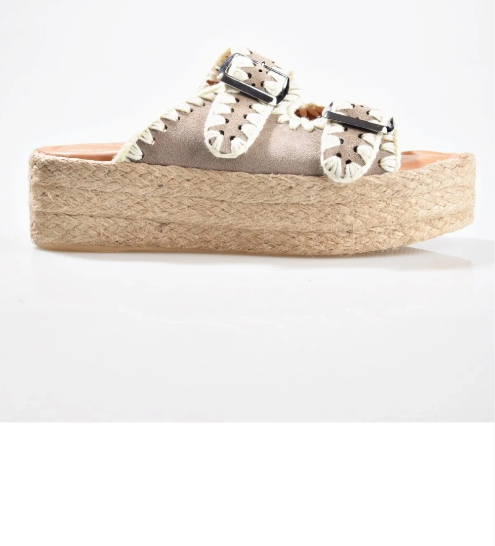 8090 Kadın Deri Dolgu Topuk Terlik - Görsel 1