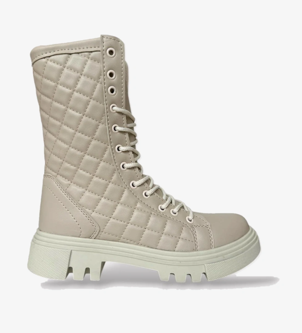 Kışlık Yandan Fermuarlı Uzun Kadın Bot BEJ