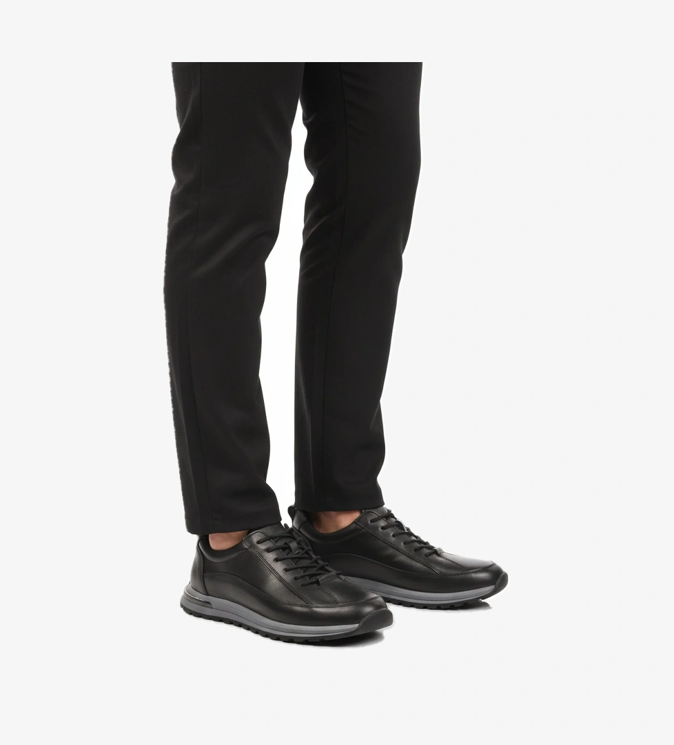Siyah Hakiki Deri Erkek Sneaker 2036 M