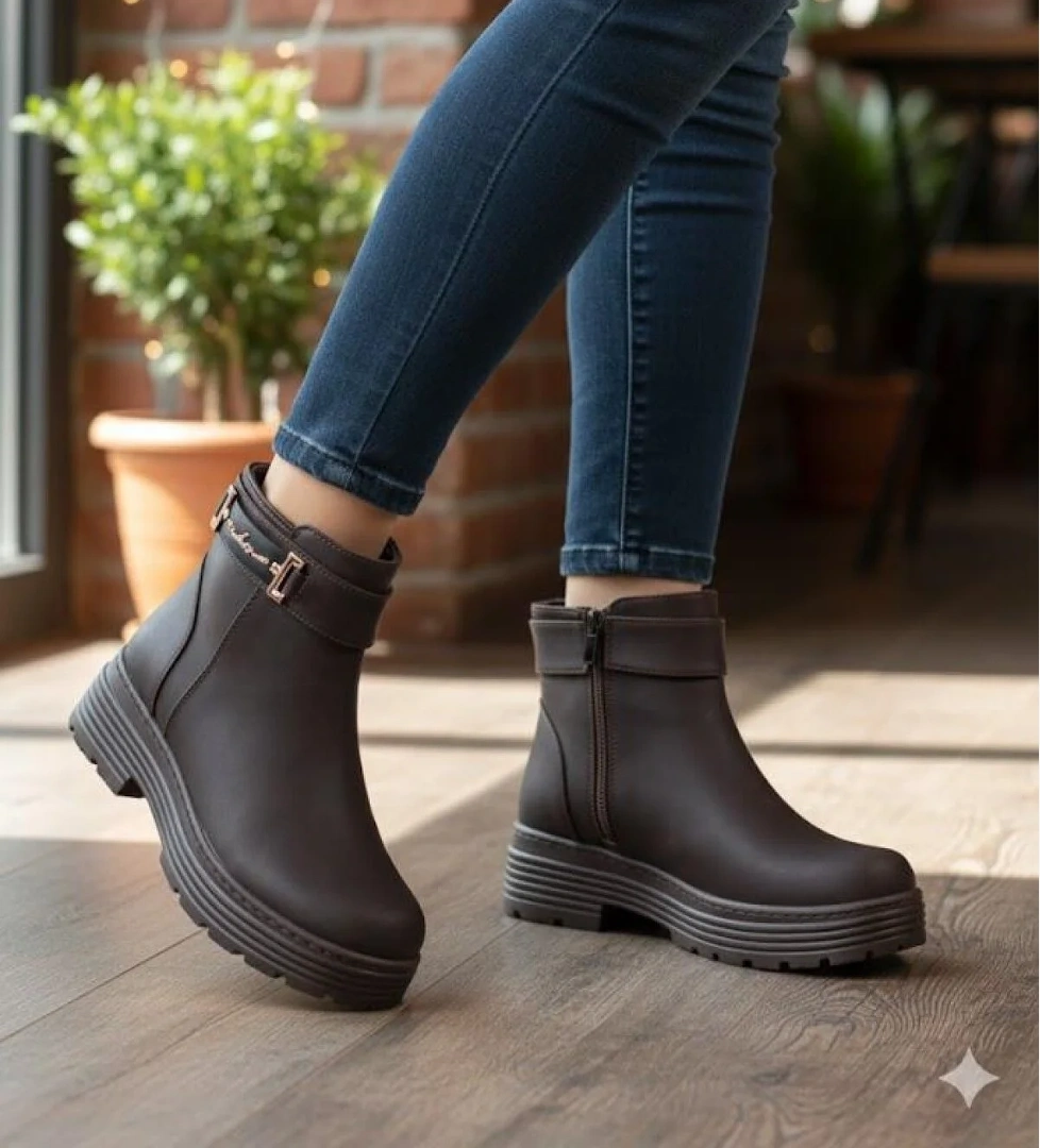 1187 Rahat Sıcak Astar Kaymaz Taban Fermuarlı Kadın Bot