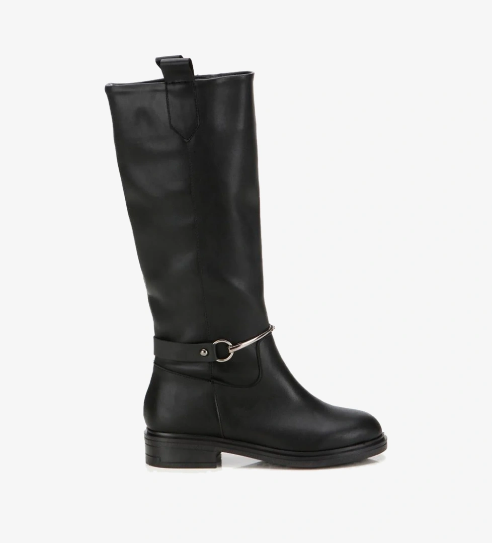 Kadın Siyah Zincir Detaylı Çizme