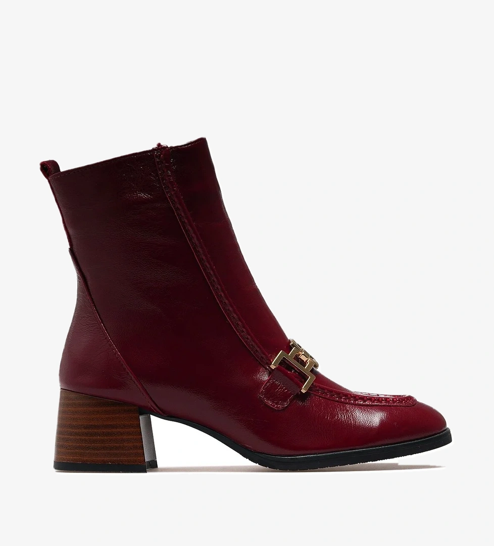 Kadın Hakiki Deri Loafer Günlük Bot 25k D25kb-8270 Z Bordo Kırışık Rugan