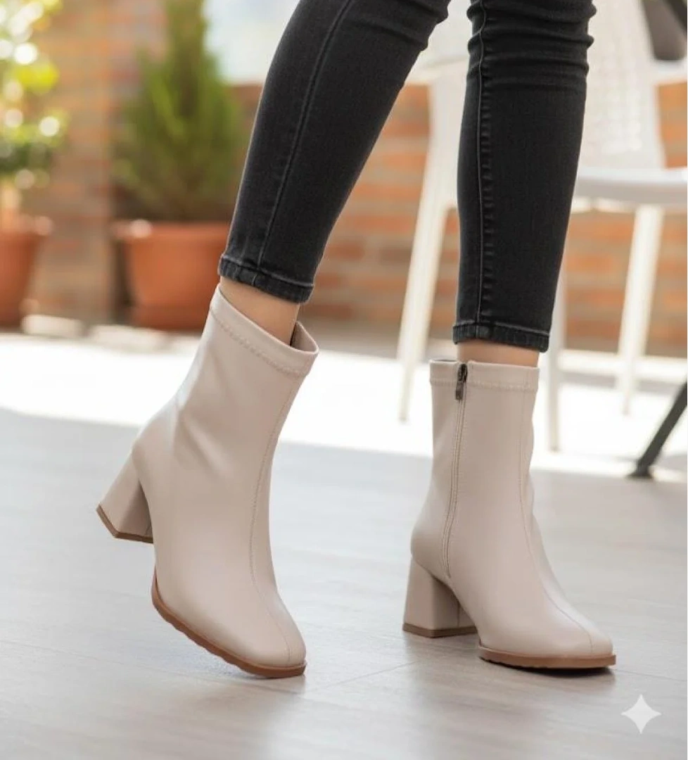 1195 Uraz Rahat 6 Cm Kalın Topuk Yüksekliği Kut Burun Kadın Bot