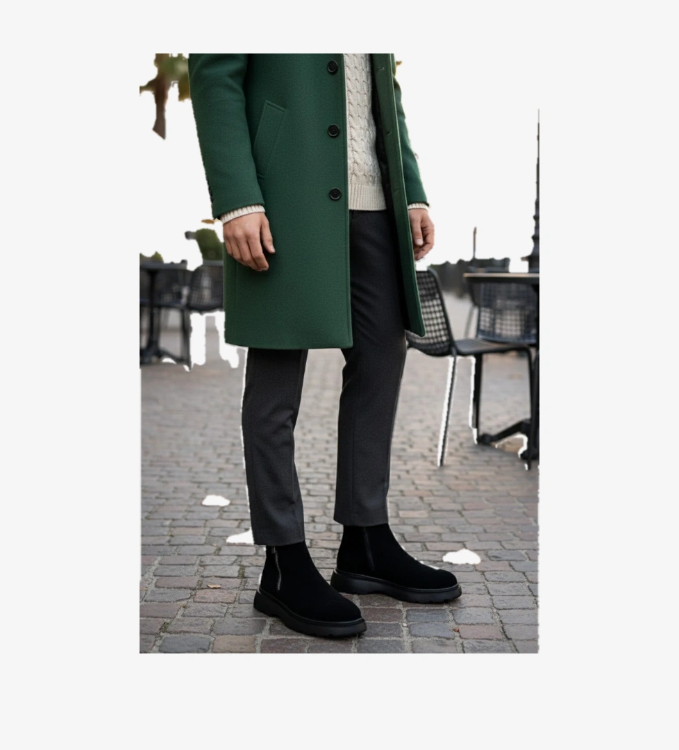 CHELSEY Hakiki Deri Çift Fermuarlı Erkek Kışlık Bot