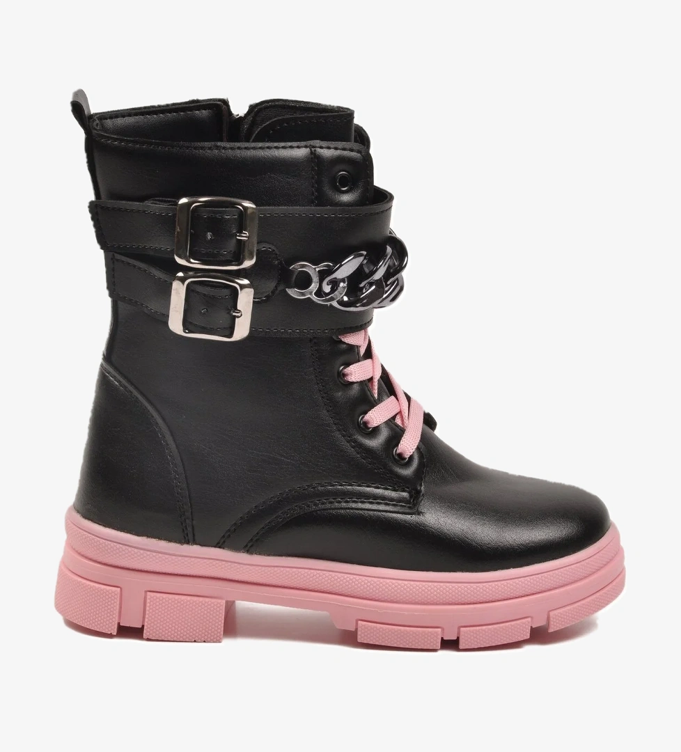 Siyah Pembe İçi Polarlı Kaymaz Taban Kız Çocuk Bot G-1001 F Zncr