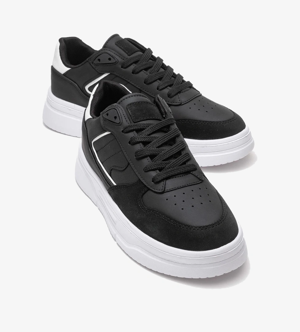 Bağcıklı Erkek Spor Ayakkabı SİYAH BEYAZ