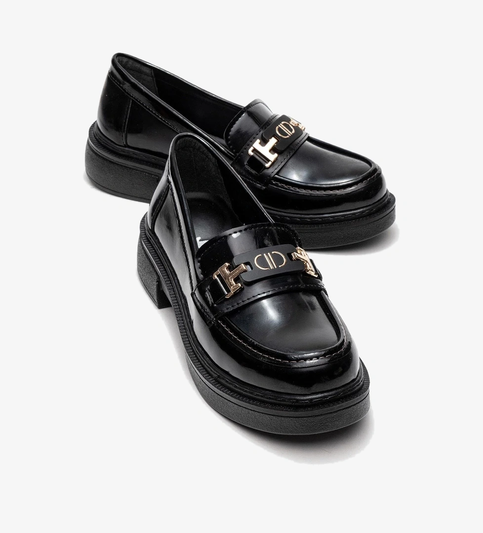 Ccway Kadın Tokalı Loafer Ayakkabı Si̇yah Ci̇lt model görseli