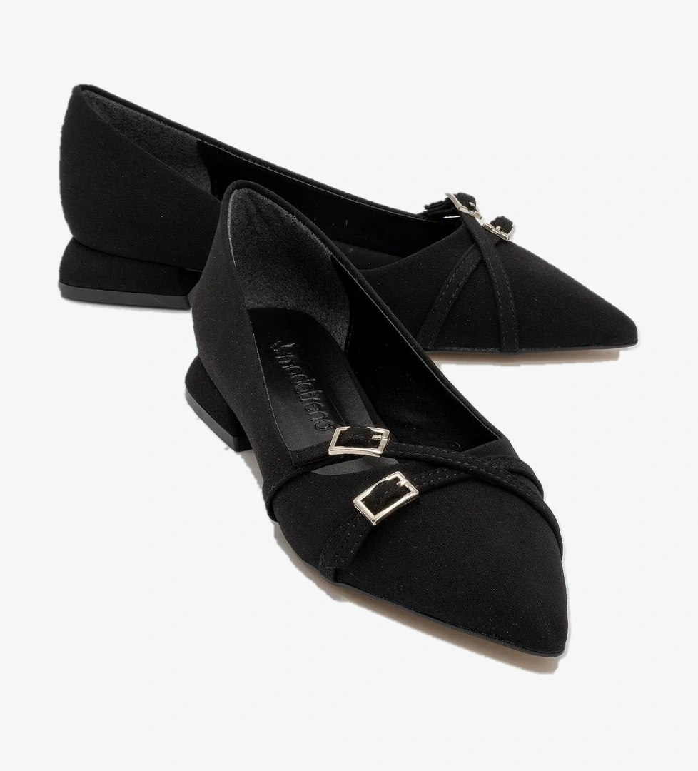 Ccway Kadın Çapraz Kemer Günlük Ayakkabı Si̇yah Gümüş Zra Si̇m model görseli