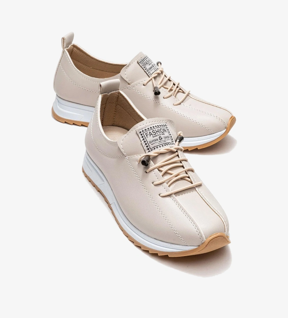 Yumuşak Tabanlı Kadın Ayakkabı BEJ BEYAZ