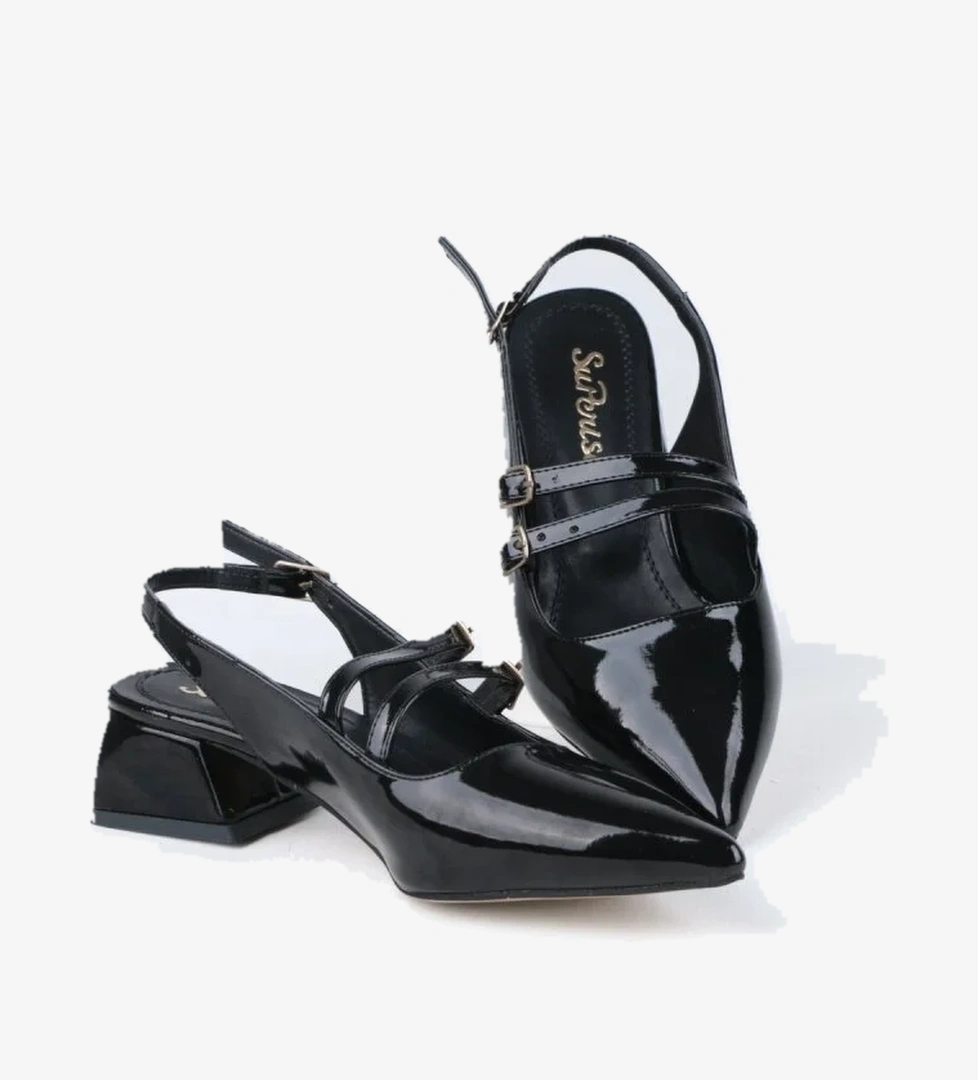 S.p 4 Cm Arka Açık Sivri Burun Rugan Kadın Ayakkabı