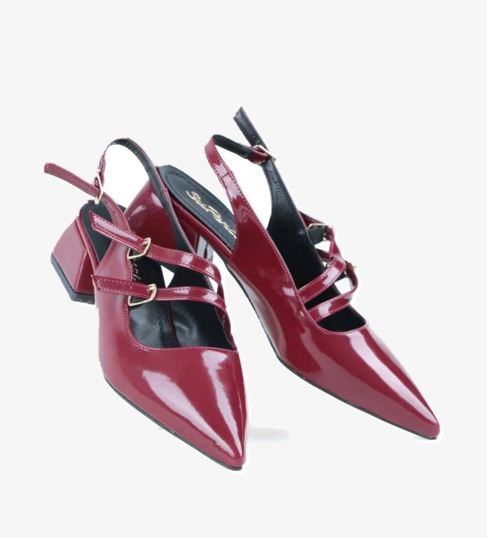 S.p 4 Cm Arka Açık Sivri Burun Rugan Kadın Ayakkabı - Görsel 1