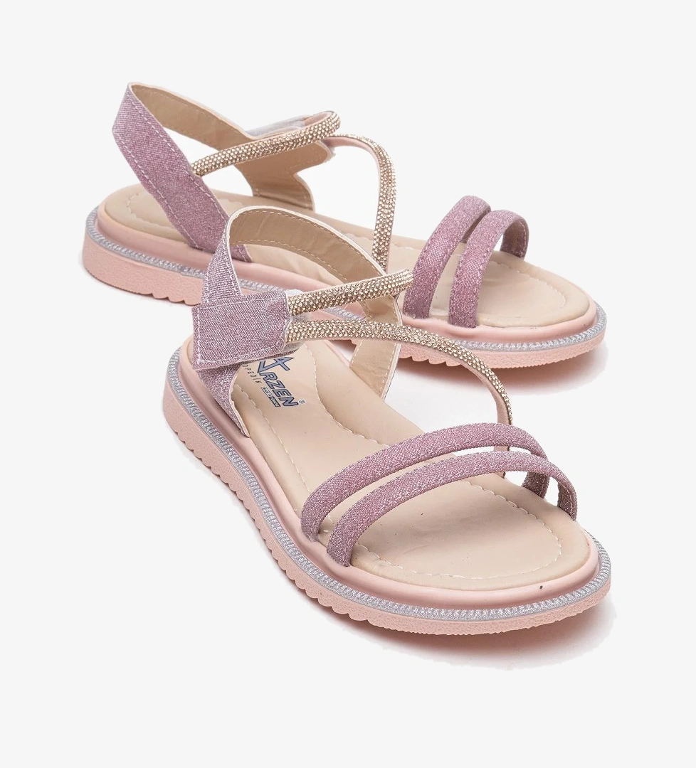 4 Biyeli Taşlı Çocuk Sandalet BAKIR - Görsel 1