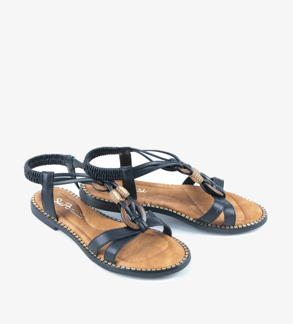 Ayakkabımood S.p Siyah Ortopedik Taban Bayan Sandalet Ayakkabı model görseli