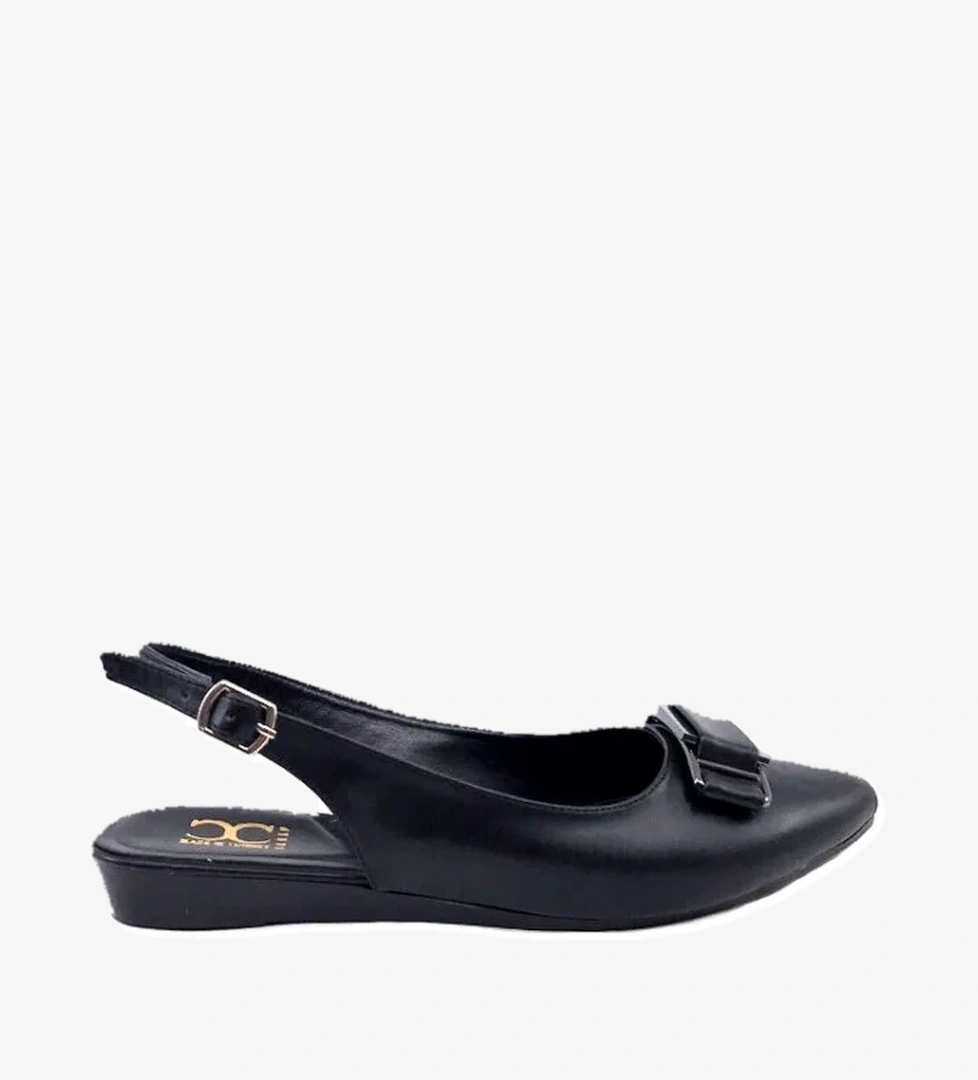 Siyah Cilt Arka Açık Günlük Bayan Babet Ayakkabı - Görsel 1