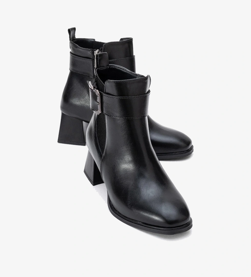 Sade Streçli Topuklu Bot SİYAH CİLT