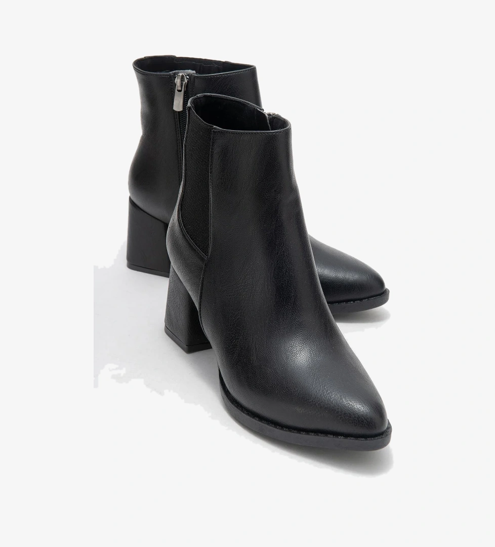 Ccway Kadın Sade Lastikli Sivri Burunlu Topuklu Bot Ci̇lt model görseli