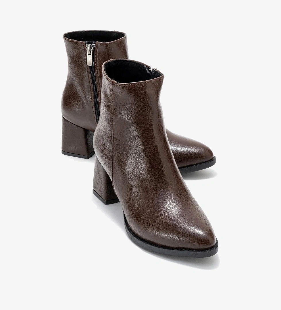 Kadın Topuklu Bot KAHVE CİLT