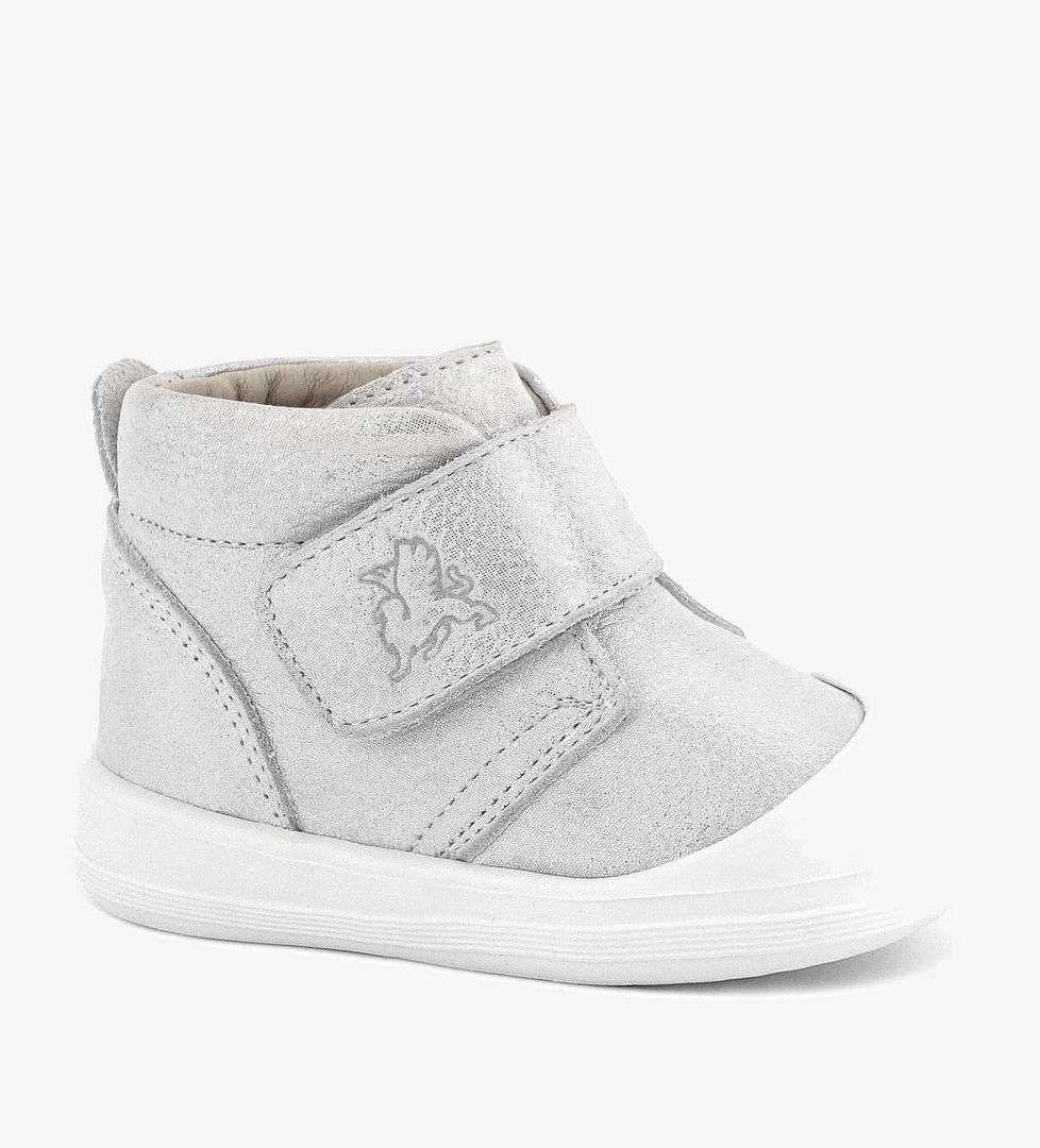 Yoohoo Hakiki Deri Beyaz Simli Cırtlı Unisex Bebek Bot - Görsel 1