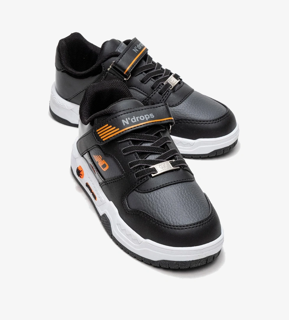 Cırtlı Çocuk Spor Ayakkabı ; SİYAH ORANJ - Görsel 1