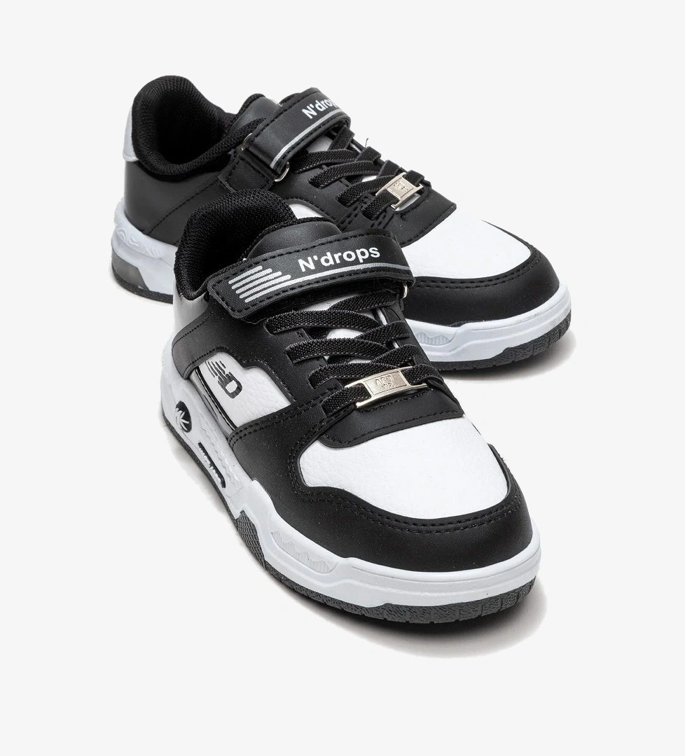 Cırtlı Çocuk Spor Ayakkabı ; BEYAZ SİYAH