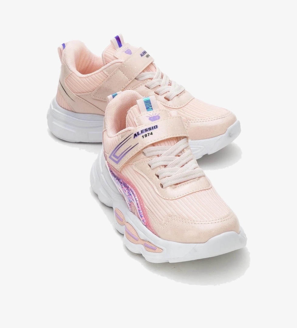 Cırtlı Bağlı Anorak Çocuk Spor Ayakkabı 26-30 PUDRA BEYAZ