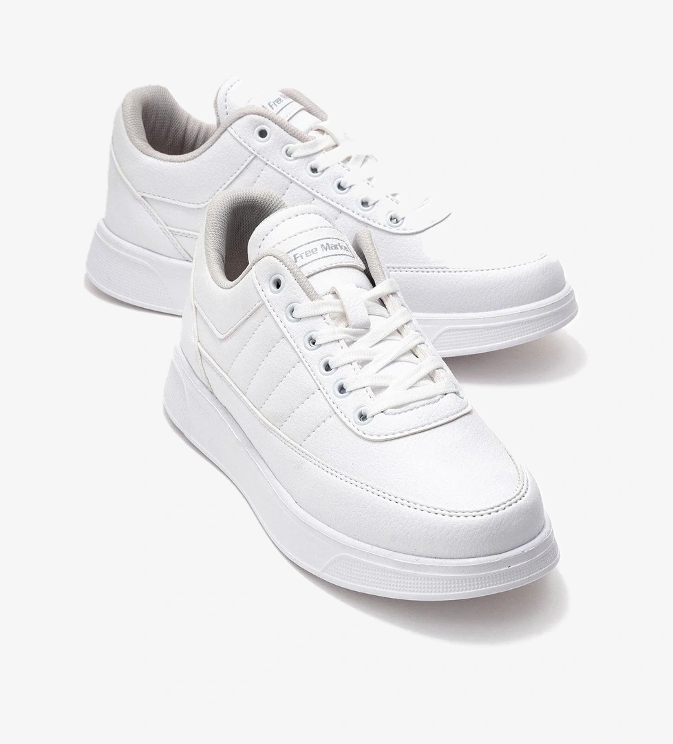 Ccway Yan Dikişli Bağcıklı Erkek Spor Ayakkabı; Beyaz model görseli